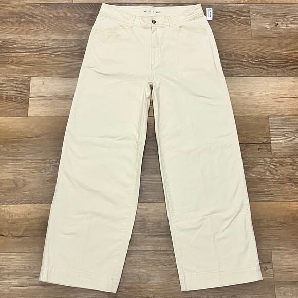NWT OLD NAVY Womens Extra High Rise Wide Leg Pants Sz 16 Tall Off White 90s Boho - Picture 1 of 5